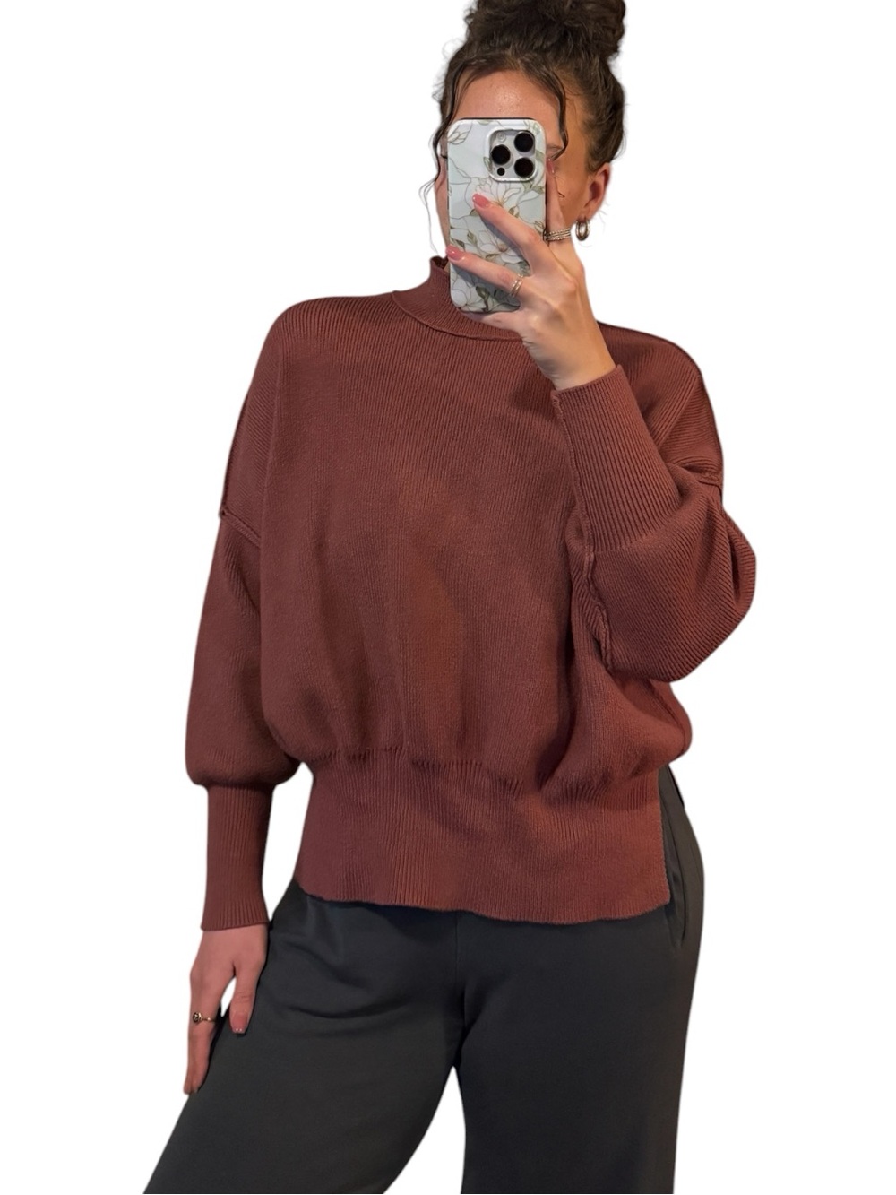Altar'd State Brick Mock Neck Pullover